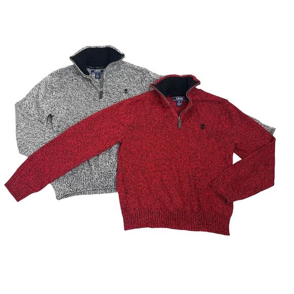 Bundle 2 Izod Quarter Zip Pullover Sweaters Size Youth Small (8) - Picture 1 of 3